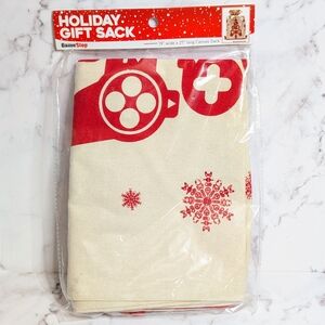 Red and Cream Game Controller Holiday Gift Sack